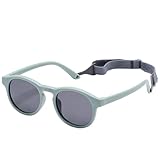 DOINEUFL Baby & Kinder Sonnenbrille 6 Monate-3 Jahre, Polarisierte Kindersonnenbrille mit UV400 Schutz, Weicher Silikonrahmen, Flexibel & Bruchsicher, für Kleinkinder Jungen & Mädchen (Grün)