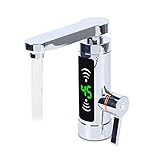 HarBin-Star 3000W Elektrisch Wasserhahn, 360° Drehbarer LED Wasserhahn, Durchlauferhitzer Sofort Heizung, Durchlauferhitzer Armatur mit Digitale Wassertemperaturanzeige, IPX4 Wasserdicht