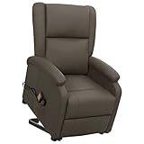 vidaXL Massagesessel, Elektrischer Sessel mit Aufstehhilfe, Relaxsessel mit Liegefunktion Vibrationsfunktion, Fernsehsessel Aufstehsessel Verstellbar, Grau Kunstleder