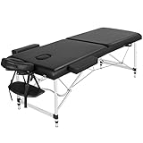 Yaheetech Mobile Massageliege 70 cm Breit Alu Massagetisch Höhenverstellbar 2 Zonen Klappbar mit Tragetasche und Kopfstütze bis 250 kg Belastbar