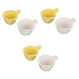 PRETYZOOM 6 Stk Schüssel mit langem Griff lovely kuschelig sojasauce schälchen gelbe Saucenhalter Sushi-Geschirr Sirup Essiggericht Eisbecher Milch Würze Snack-Platte Kaffee Keramik Weiß