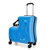 Kinder reisen im Gepäck für Mädchen: Gepäckreiter für Kleinkinder, 3-stellige Passwortsperre mit Kindersitz, 50,8 cm Box mit leisen Rädern, Lake blue, Consulte la descripción, Siehe Beschreibung
