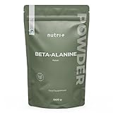 Beta Alanin 1 kg Pulver - vegan rein hochdosiert und ohne Zusätze - 1000 g Pre Workout Booster - Nutri-Plus ß Alanine Powder - ideal als Trainingsbooster