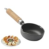 Gusseisen-Pfanne, schwarz, antihaftbeschichtet, - und Eierpfanne mit Holzgriff, Backform, Ofenherd, Grillpfanne für Ofen, Herd, Eier, Omelette, Braten, Knödel, Einweihungsfeier