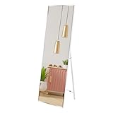 Hoikwo 140x41cm Standspiegel Ganzkörperspiegel mit Ständer, Großer Vertikaler Wandspiegel für Schlafzimmer, Wohnzimmer, Ankleidezimmer, Flur(Weiß Ankleidespiegel)