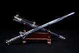 112 Zentimeter blau bemalte doppelköpfige Drache im Mittelalter Katana Full Tang kämpfer für die Kung-fu-Schlacht vorbereiten