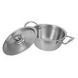 MUCKLILY Ramen Topf mit Doppelgriffen Suppentopf für Nudeln und Meeresfrüchte Hitzebeständig für Induktionsherde Sicheres mit Deckel für Zuhause