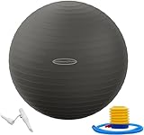 BalanceFrom Anti-Burst und Rutschfester Gymnastikball, Yoga-Ball, Fitnessball, Geburtsball mit Schnellpumpe, 0,9 kg Kapazität (68-75 cm, XL, Grau)