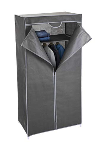 Stoff Kleiderschrank grau 160 cm - Stoffschrank Faltschrank Campingschrank Faltkleiderschrank Garderoben Schrank