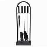 JVL Lambeth modernes Kaminbesteck Arch Werkzeug Set, Stahl, schwarz, 23 x 14 x 66 cm, 4 Stück