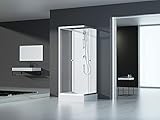 MARWELL Komplettdusche Fertigdusche White Dream 90 x 90 x 200 cm – Komplett Set inkl. Duschwanne und Armatur - reversibel aufbaubar - hochwertiges Aluminiumprofil System
