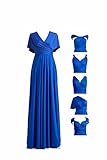 Langes, gerüschtes Brautjungfernkleid, mehrweg, wandelbar, Hochzeitskleid für Damen, königsblau, 56