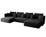 KP-Meble - Ecksofa mit Schlaffunktion - Gona U - Schlafsofa 346 x 188 cm - T30-Schaumstoff - Automatisches Zusammenklappen für einfaches Entfalten - 346x188x93cm - Monolith 97 (Graphit)