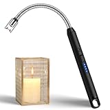 LcFun Stabfeuerzeug, Lichtbogen Feuerzeug Elektrisch, Elektrisches Feuerzeug Lang Winddicht USB Feuerzeuge für Küche Camping Feuerwerk (Schwarz)