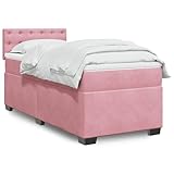 qohoio Boxspringbett mit Matratze Rosa 90x190 cm Bett Boxspringbett Schlafzimmer MöBel Betten Bett Mit Matratze Samt