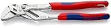 KNIPEX Zangenschlüssel Zange und Schraubenschlüssel in einem Werkzeug mit Mehrkomponenten-Hüllen, mit integrierter Befestigungsöse zum Anbringen einer Absturzsicherung verchromt 250 mm 86 05 250 T