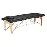 WJIAYAO Massageliege Klappbar Massagebett Klapptisch Salonmöbel Holzmassagebett Tragbarer Akupunktur-Schönheits-Physiotherapie-Tätowierungstisch(Black)