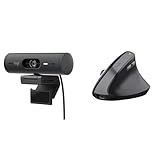 Logitech Brio 500 Full-HD-Webcam & Trust Yuno Wiederaufladbare Vertikale Maus, Kabellose