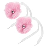 HANABASS 2 Stück Rollschuh Pompom Bälle mit Glöckchen Flauschige Schnürsenkel Dekoration für Roller Skates Eishockey und Speed Skates Einfache Anbringung Farbenfrohe Accessoires