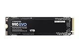 Samsung 990 EVO NVMe M.2 SSD 1 TB, PCIe 4.0 x4 / PCIe 5.0 x2, NVMe 2.0 (2280), 5.000 MB/s Lesen, 3.200 MB/s Schreiben, Interne SSD für Gaming und Grafikbearbeitung, MZ-V9E1T0BW