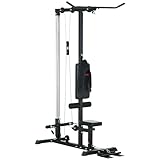 SPORTNOW Kraftstation für Zuhause multifunktionale Fitnessstation mit Latzugstange Seilzugsystem, bis 50 kg Gewichte Fitnessgeräte für Homegym Krafttraining