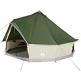 vidaXL Tipi Familienzelt 6 Personen, Campingzelt mit Netzwände, Wasserdicht Tipizelt mit E-Anschluss, Gartenzelt, Grün 185T Polyester