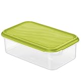 Rotho Rondo Frischhaltedose 1.5l mit Deckel, Kunststoff (PP) BPA-frei, transparent/grün, 1.5l (24.0 x 16.0 x 7.5 cm)