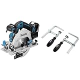 Makita DHS680Z Akku-Handkreissäge 57mm 18 V (ohne Akku, ohne Ladegerät), Blau, Silber & 194385-5 Schraubzwinge 1 Paar (2 Stück), Silber, 5 x 160 mm