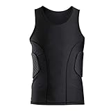 Gaetooely Herren Rippenschutz gepolsterte Weste Kompressionsshirt Trainingsweste mit 3 Pads für Fußball, Fußball, Basketball, Hockey, Schutzausrüstung, Größe L