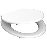SCHÜTTE WC-Sitz Holzkern, Toilettensitz mit Absenkautomatik, passend für alle handelsüblichen WC-Becken, maximale Belastung der Klobrille 150 kg, Weiß matt