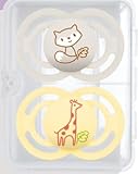 MAM Perfect Schnuller im 2er-Set, für eine gesunde Zahn- und Kieferentwicklung, Baby Schnuller aus nachhaltigen & bio-erneuerbaren Materialien, mit Schnullerbox, 16+ Monate, Fuchs/Giraffe