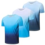 Cimic 3er Pack UV Shirt Herren Rashguard UPF 50+ UV Schutz Shirts Wasser Schwimmshirt Funktionsshirt Herren Lässig Sonnenschutz Sport Tshirt Männer Atmungsaktiv für Outdoor Schwimmen(0817-Blue-XL)