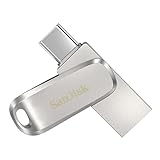 SanDisk Ultra Dual Drive Luxe USB Type-C-Laufwerk Smartphone Speicher 128 GB (Mobiler Speicher, USB 3.1 Gen 1, drehbares Design, 400 MB/s Lesen, USB Laufwerk, automatisches Backup) Silber