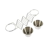 INOOMP Edelstahl Taco Halter mit Zwei Saucebechern Stapelbar Rutschfest Robust und Leicht zu Reinigen für Küche Restaurant und Bäckerei