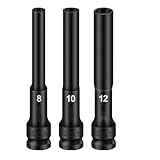 3 x 1/2-Zoll-Steckschlüssel-Schlagschrauber, Sechskant, 8–12 mm, Adapter, Schraubenschlüssel, Konverter, Vierkantantrieb für Schlagschrauber, Sechskanthülse 8/10/12 mm