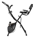 TechFit Heimtrainer Fahrrad Klappbar mit 8 Widerstandsstufen & 4 kg Schwungmasse – LCD Display, Pulssensoren, Rückenlehne, Platzsparend, Fitnessbike mit Trainingsbändern für Zuhause, 120 kg belastbar