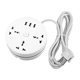 GALPADA Power Strip Panel mit Steckdosen und USB Ports Kabel Tragbare mit Überlastschutz Weiß Geeignet für Büro und Outdoor Eurostecker