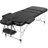 Yaheetech Mobile Massageliege 3 Zonen Massagebett Massagetisch 70cm Breit Höhenverstellbar Therapieliege Aluminium-Füßen mit Kopfstütze und Tragetasche bis 250kg belastbar