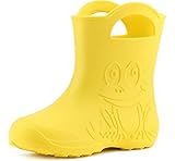 Ladeheid EVA Kinder Jungen Mädchen Gummistiefel Regenschuhe LA-CA-01 (Gelb, 26/27 EU)