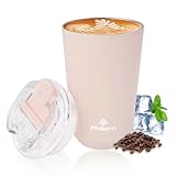 Philorn Thermobecher Kaffee to go Becher - 13oz/380ml Kaffeebecher to go mit Deckel - Rosa Auslaufsicher Coffee to go Becher Thermo aus Edelstahl, Wiederverwendbar Kaffee Thermobecher