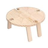 Faltbarer Picknicktisch aus Holz, zusammenklappbar, Picknicktisch mit Weinglashalter, tragbar, kreativ, 2-in-1-Weinglasregal & Fächerschale für Käse und Obst für den Außenbereich