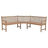 vidaXL Teak Massiv Garten Eckbank Gartenbank Sitzbank Parkbank Holzbank Massivholzbank Bank Gartenmöbel Terrassenbank Balkonbank 185x185x90cm