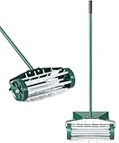 COSTWAY Rasenlüfter Walze, Rasenrolle mit Stiel & 3cm Nägeln & Spritzschutz, Handvertikutierer rollend, Rasenbelüfter manuell, Vertikutierer Rasenwalze für Garten Hof Rasen, 46 x 23 x 127 cm, Grün