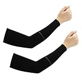 CODIRATO 2 Paar Schwarze Armlinge Sport Ärmel Unisex Armstulpen Atmungsaktiv Arm Kühler Anti-UV Schutz Handschuh für Radfahren, Angeln, Basketball, Wandern, Laufen, Outdoorarbeit