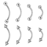 Yolev Augenbrauen Piercing 8 Stück 16G Chirurgenstahl Diaphragma Augenbrauenpiercing 6mm/8mm/10mm Gebogenes Langhantel Lippenpiercing Banane 1,2 mm Personalisierter Piercing Lippennagel