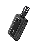 Anker Powerbank 20000mAh 30W Max. portables Schnell-Ladegerät mit integriertem USB-C & MFi-zertifiziertem Lightning-Kabel, 1 USB-C, 1 USB-A, Akkupack für iPhone 16/15, MacBook, Galaxy usw.