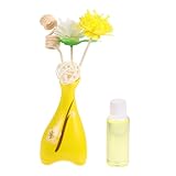 MUELODSIC Keramik Aromatherapie Diffuser Set Gelb für Badezimmer Schlafzimmer Stabile Vase Ätherische Öle Stresslösend Für Wohnräume Büro Geschenkideen Wie Hochzeit und Weihnachten