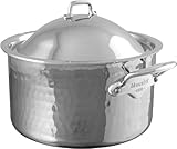 Mauviel M'Elite 5-lagiger gehämmerter polierter Edelstahl-Topf mit Deckel und gegossenen Edelstahlgriffen, 9,2 qt, hergestellt in Frankreich