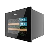 Cecotec Einbau-Weinkühlschrank 28 Flaschen Bolero Grandsommelier Bi 28000 Touch Black Compressor, Schwarzes Glas, Leise, LED-Licht, Touch-Öffnung, Effizient, Elegantes Design, Vielseitig