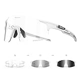 SCVCN Selbsttönend Fahrradbrille Photochromatische Herren Damen Sportsonnenbrille Klar Radsport Radfahren MTB Laufen Radbrille Volleyball Tennis Autofahren Angeln Softball Bergsteigen Wandern 06 Weiß
